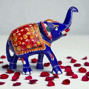 Hand Painted Metal Elephant Statue (4inch)